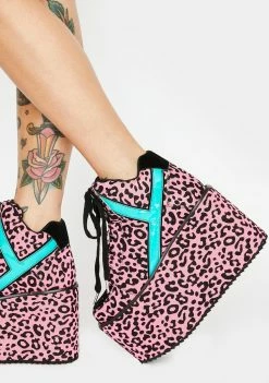Y.R.U. Qozmo Pink Leopard Platform Sneakers Platforms
