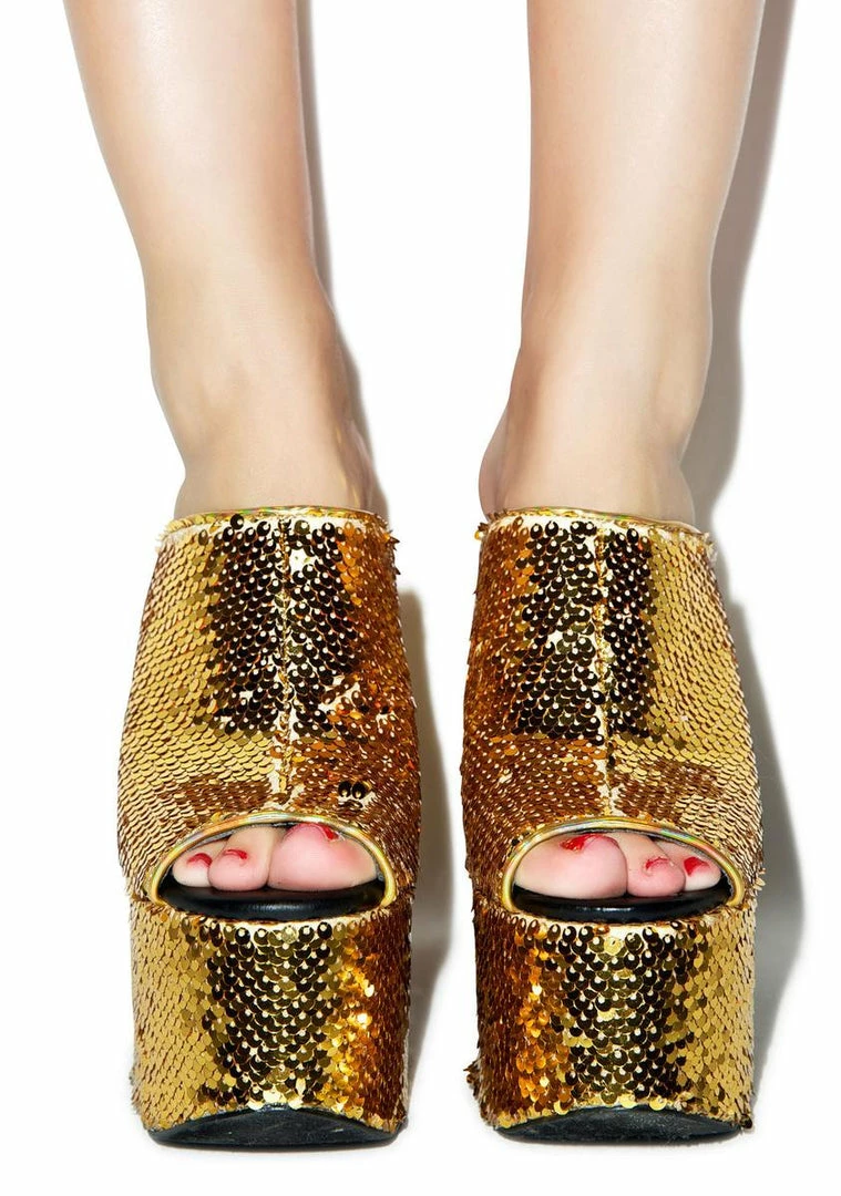 Hot Sale β Y.R.U. Gold Sequin Dream Platforms π 5 Y.R.U. Gold Sequin Dream Platforms