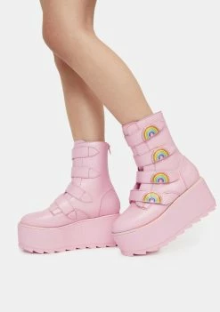 Y.R.U. Pink Karma Rainbow Platform Boots