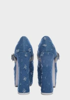 Y.R.U. Denim Stardust Mary Jane Heels
