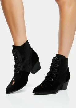 Y.R.U. Black Velvet Aura Ankle Boots