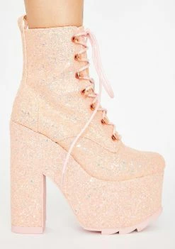 Y.R.U. Pink Glitter Night Terror Platform Boots Platforms