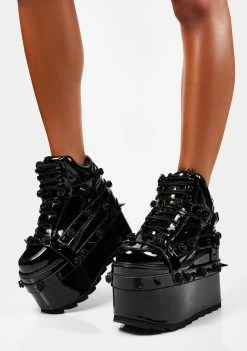 Y.R.U. Qozmo Patent Bondage Rose Platform Sneakers