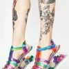 Y.R.U. Platforms Rainbow Qloud Chariot Holographic Platform Sandals