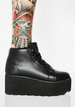 Y.R.U. Lala Hi Black Platform Sneakers