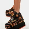 Y.R.U. Orange Qozmo Bondage Jack-O-Lantern Platform Sneakers