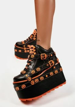 Y.R.U. Orange Qozmo Bondage Jack-O-Lantern Platform Sneakers