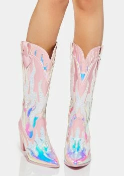 Y.R.U. Pink Space Cowgirl Flame Boots