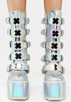 Y.R.U. Platform Boots Holographic Dune X Buckle Boots