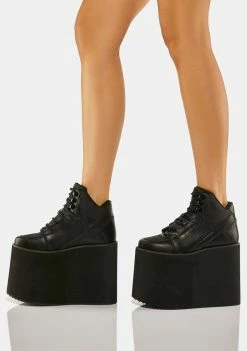 Y.R.U. Black Qozmo Sky Hi Platform Sneakers Platforms