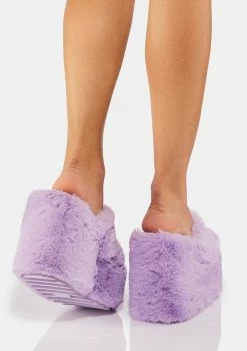Y.R.U. Lavender Gravity Faux Fur Sandals