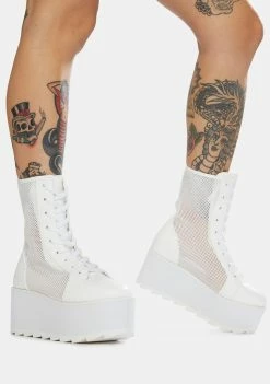 Buy ๐คฉ Y.R.U. Platforms White Bloq Mesh Platform ๐ฅพ Boots ๐ 8 Y.R.U. Platforms White Bloq Mesh Platform Boots
