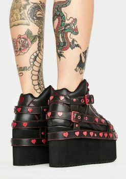 Y.R.U. Platforms Qozmo Bondage Red Heart Platform Sneakers