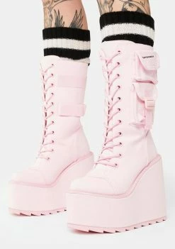 Y.R.U. Platform Boots Pink Canvas Dune Desert Boots