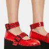 Y.R.U. Kaos Red Patent Platform Mary Janes