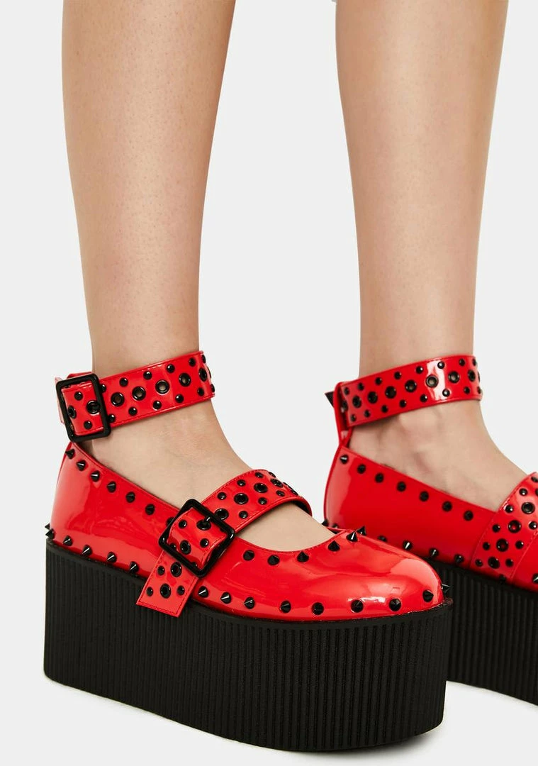 Coupon 🛒 Y.R.U. Kaos Red Patent Platform Mary Janes ❤️ 3 Y.R.U. Kaos Red Patent Platform Mary Janes