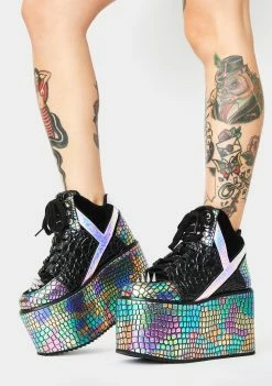 Y.R.U. Platforms Qozmo Dragon Oil Slick Platform Sneakers