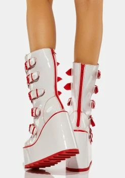 Y.R.U. White Dune Strawberry Boots Platforms