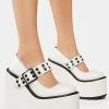 Y.R.U. White Dune Platform Mary Janes