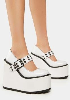 Y.R.U. White Dune Platform Mary Janes