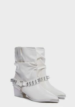 Y.R.U. White Death Proof Lo Spike Cowboy Boots Boots & Booties