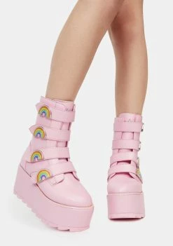 Y.R.U. Pink Karma Rainbow Platform Boots