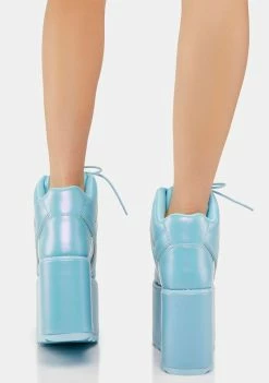 Y.R.U. Pearl Blue Qozmo Platform Sneakers