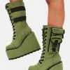 Y.R.U. Army Green Dune Desert Platform Boots