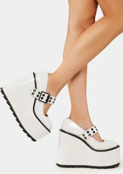 Y.R.U. White Dune Platform Mary Janes