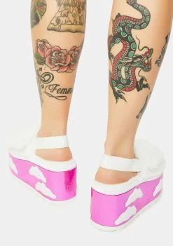 Y.R.U. Qozii Sunset Sky Faux Fur Platform Slides Platforms