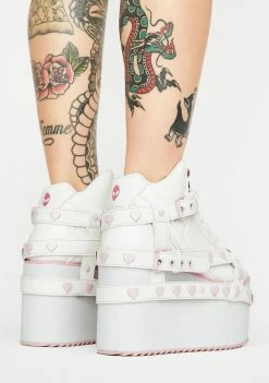 Y.R.U. Qozmo Bondage Pink Heart Platform Sneakers Platforms
