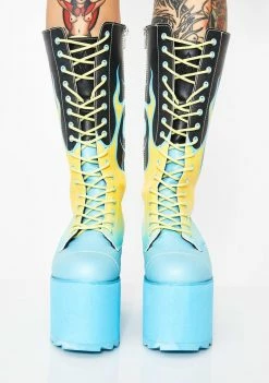 Y.R.U. Platforms Flame Bloq Boots
