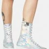 Y.R.U. CC Silver Hologram Lace-Up Boots Boots & Booties