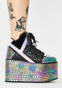 Y.R.U. Platforms Qozmo Dragon Oil Slick Platform Sneakers