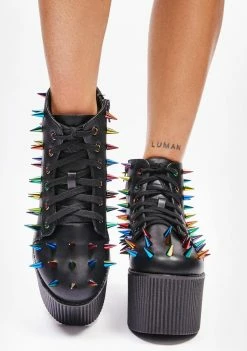 Y.R.U. Multi Kaos Lo Spike Platform Sneakers