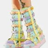 Y.R.U. Platform Boots Pastel Butterfly Dune Bondage Boots