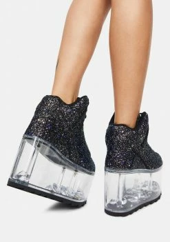 Y.R.U. Black Glitter Qloud Ultra Qozmo Platform Sneakers Platforms
