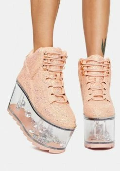 Y.R.U. Pink Glitter Qloud Ultra Qozmo Platform Sneakers