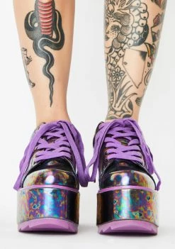 Y.R.U. Purple Slick Lala Alien Platform Sneakers