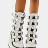 Y.R.U. Platforms White Dune X Buckle Boots
