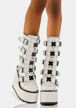 Y.R.U. SHOP 23 Y.R.U. Platforms White Dune X Buckle Boots