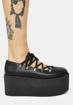 Y.R.U. Black Kaos Ballerina Platforms