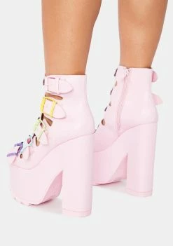 Y.R.U. Pink Dreamscape Rainbow Platform Heels