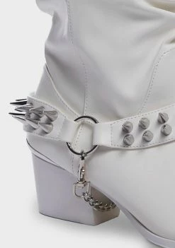 Y.R.U. White Death Proof Lo Spike Cowboy Boots Boots & Booties