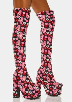 Y.R.U. Labyrinth Care Bears Valentine Thigh High Boots