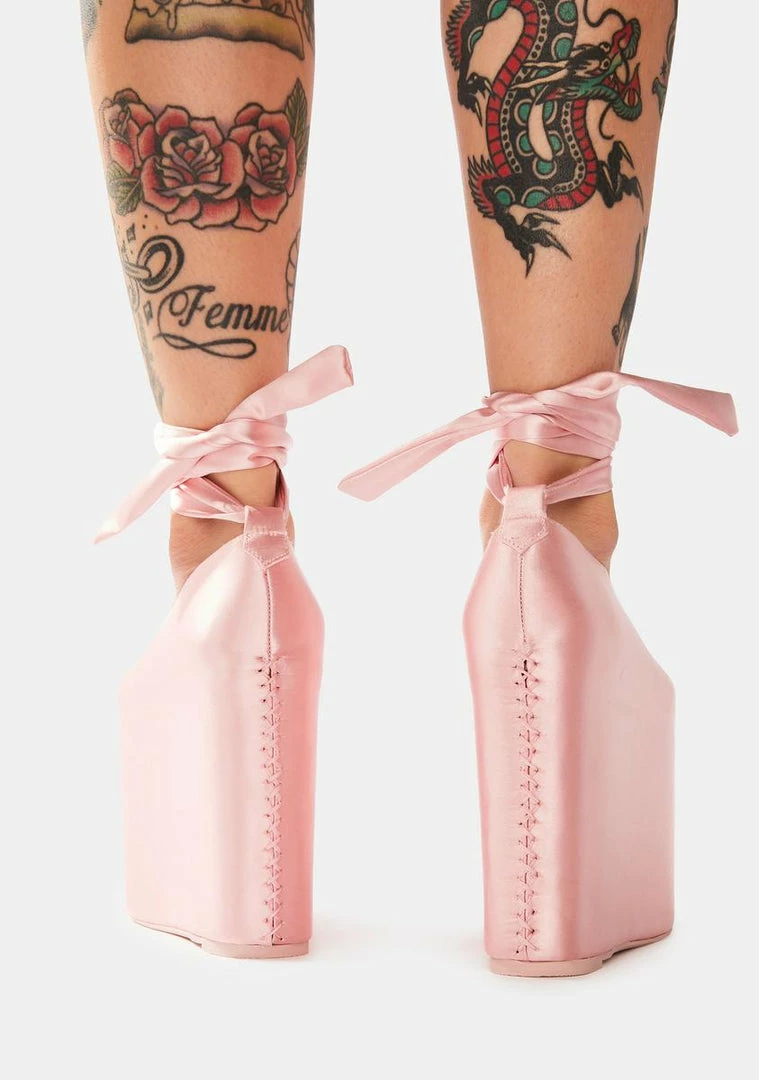 New ❤️ Y.R.U. Bae Pink Satin Platforms ⭐ 6 Y.R.U. Bae Pink Satin Platforms