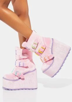 Y.R.U. Platforms Care Bears Pink Dune Lo Platform Boots