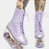 Y.R.U. Qloud Ultra Metallic Purple Platform Boots