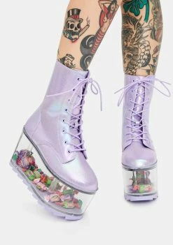 Y.R.U. Qloud Ultra Metallic Purple Platform Boots