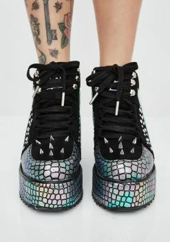 Y.R.U. Platforms Qozmo Lo Dragon Hologram Sneakers